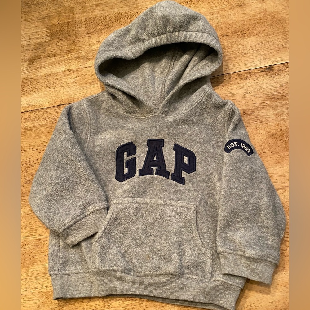 Vintage Baby Gap 2XL (2years) Gray Graphic‎ Hoodie W/Pouch Pullover
